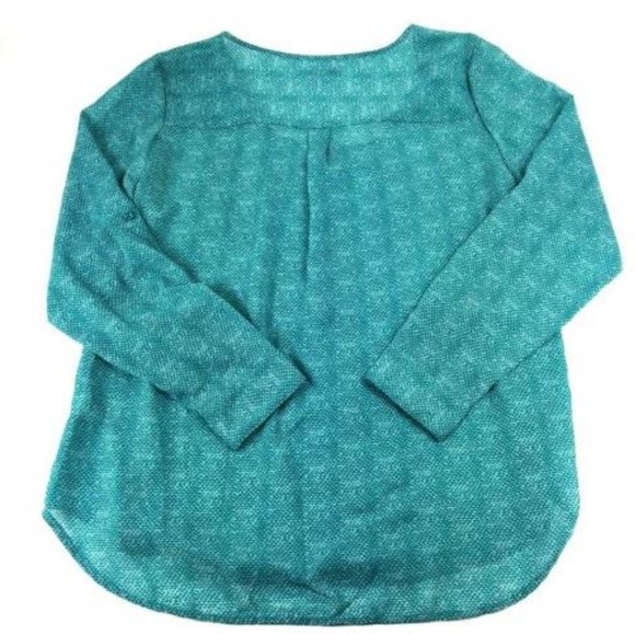Old Navy Teal Blouse Top Size L Semi Sheer - Picture 4 of 6